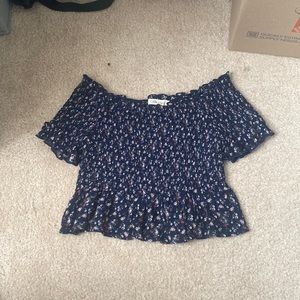 Navy Flowery Crop Top